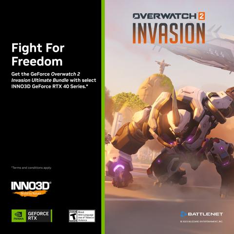 GET OVERWATCH 2 INVASION ULTIMATE BUNDLE WITH SELECT INNO3D RTX 40 SERIES GPU!